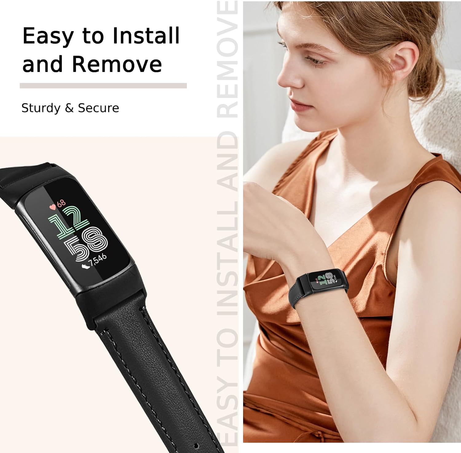 Leather Watch Bands Compatible with Fitbit Charge 6/Charge 5,Genuine Leather Replacement Straps for Charge 6/Charge 5 for Women Men. - Image 6